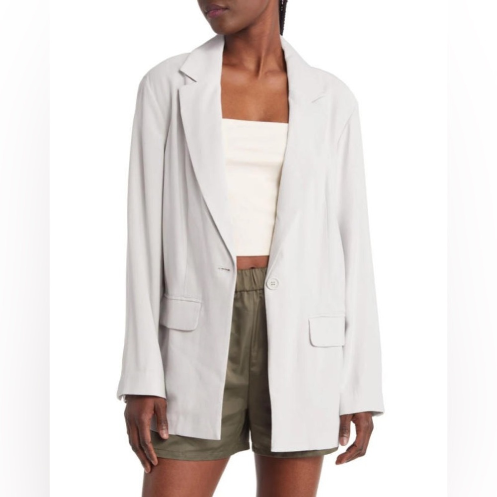 [open edit] nordstrom unstructured single button blazer light gray 4XL